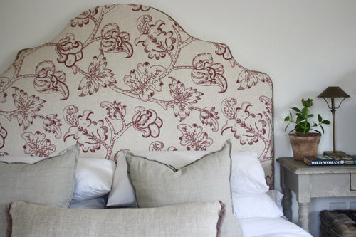 Pippa luxury handmade headboard in James Hare Arboreal fabric - UK crafted