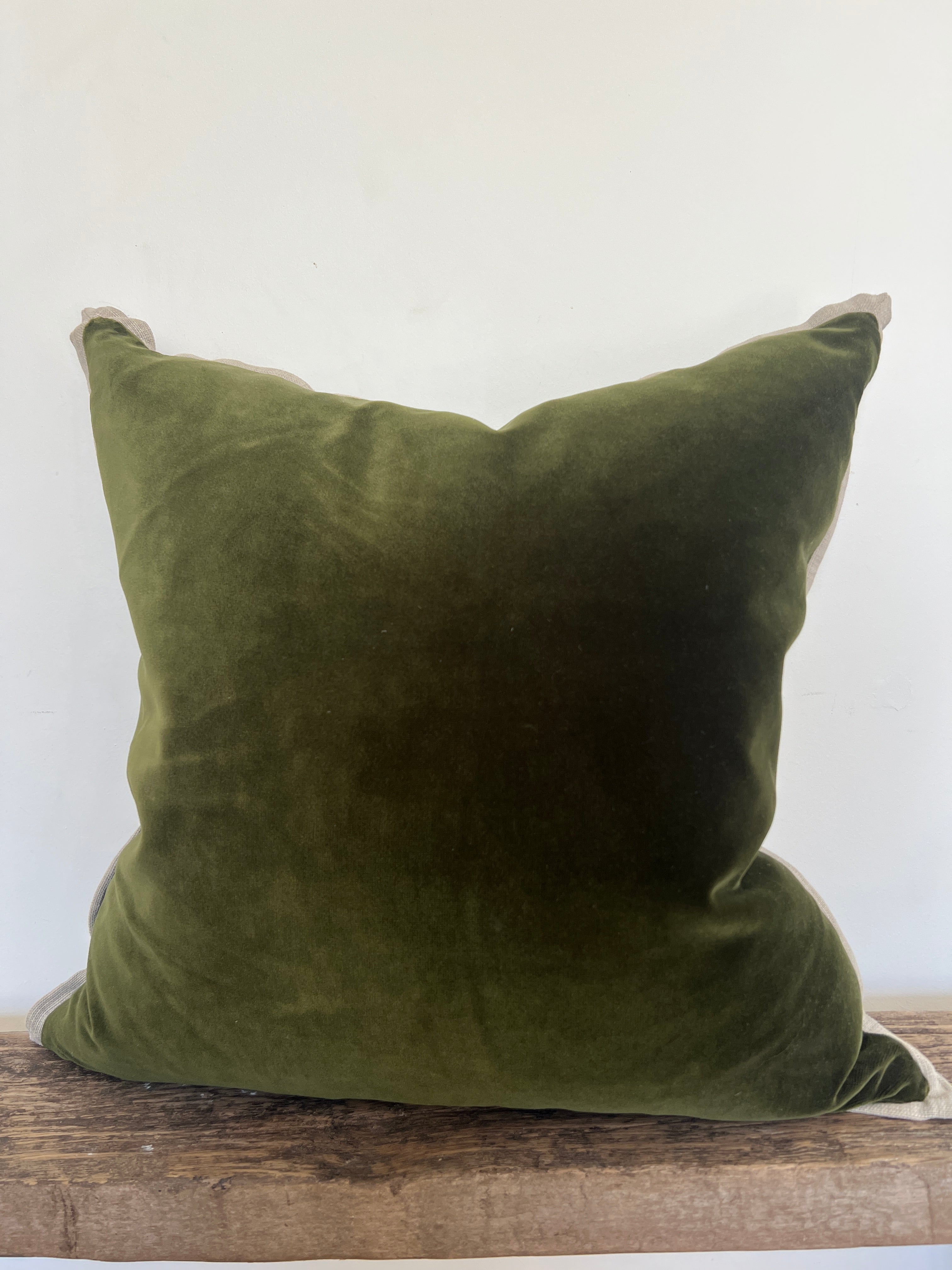 GP & J Baker House Velvet Cushion in Olive