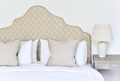 Headboard in Susie Watson reverse grey megha linen