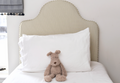 Headboard in Ian Mankin Sage Ticking Stripe